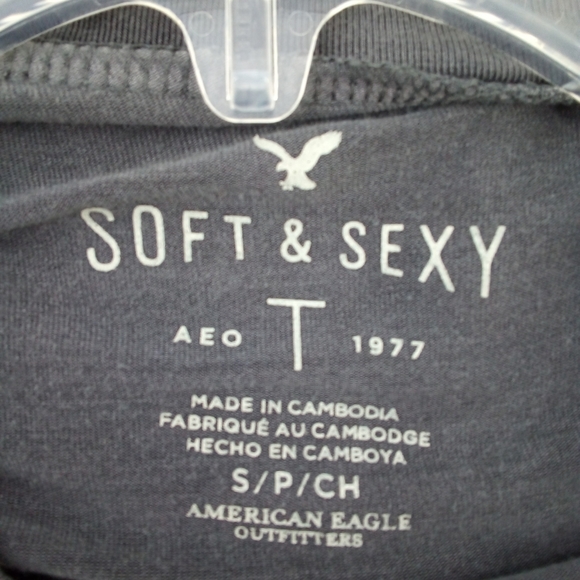 AEO Soft & Sexy Gray Keyhole Long Sleeve Shirt Small American Eagle Outfitters - Picture 3 of 9